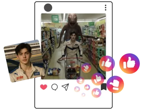 AI Beast Chase supermarket video shared on social media with monster chase