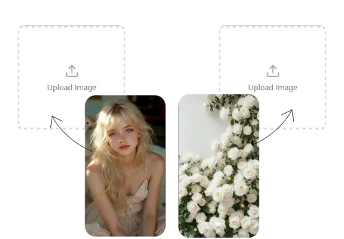Upload Image Step: Upload Portrait and White Roses Images for Merging
