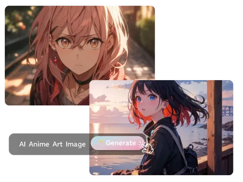 AISaver AI Anime Art Image Generation - Two anime characters created, showing the tool’s capability