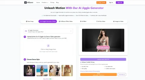 AISaver- AI jiggle generator page screenshot